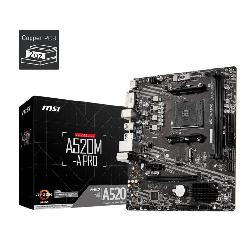 Placa Mãe MSI A520M-A PRO AMD Ryzen AM4 DDR4