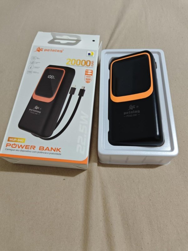 Carregador Portátil (Power Bank) 20000Mah Turbo 22.5w Carregamento Ultra Rápido PD Visor Led