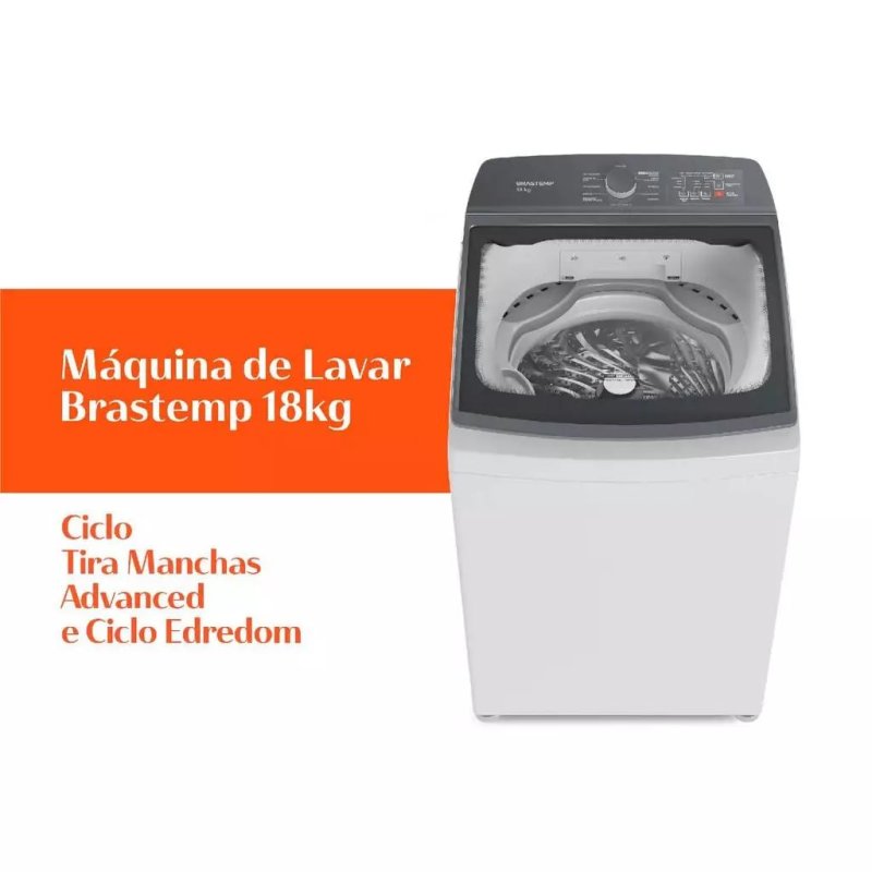 Máquina de Lavar Brastemp 18Kg Branca com Ciclo Tira Manchas Advanced e Ciclo Antibolinhas - BWF18AB