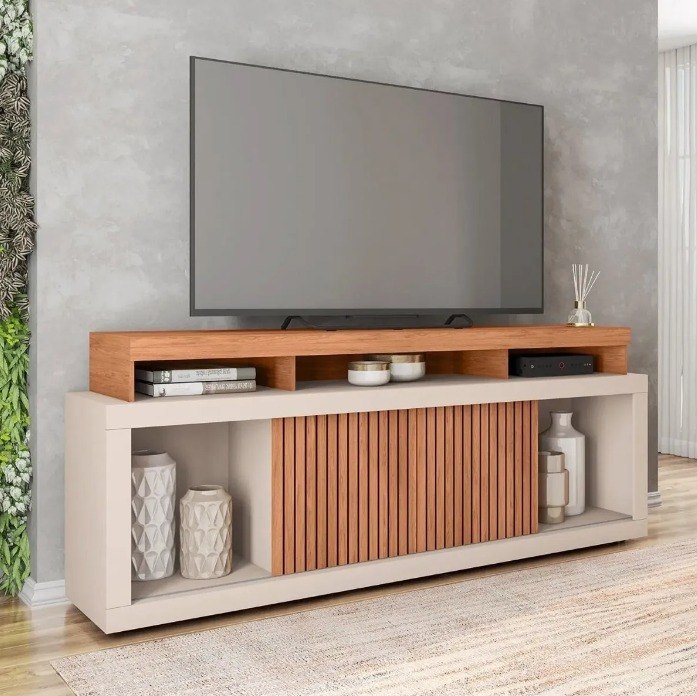 Rack Para Tv Até 75 Polegadas Frisos Decorativos Hb + Frete Grátis