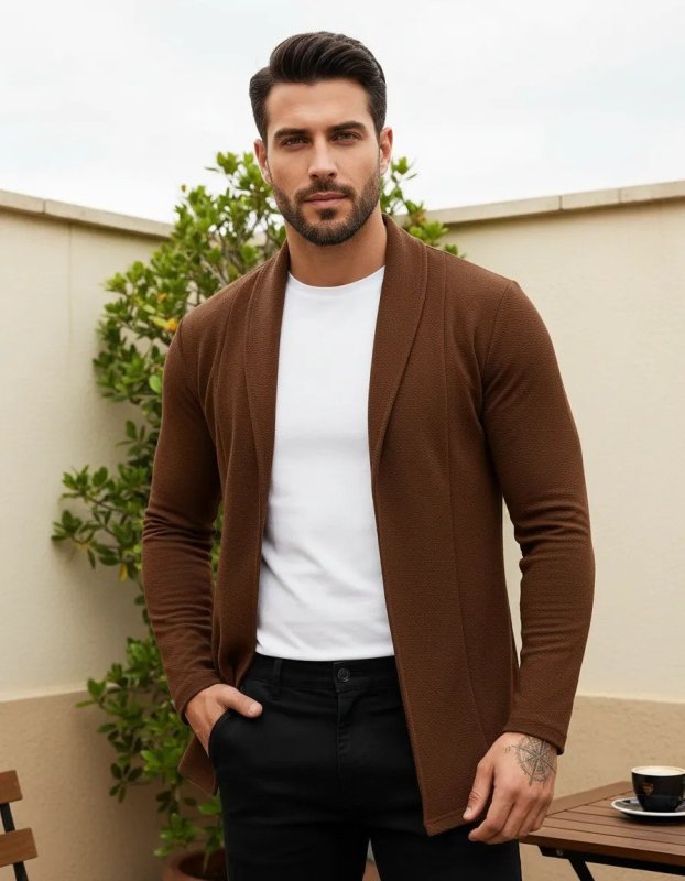 Cardigan Masculino Slim Fit Casual Casaco Sueter Manga Longa