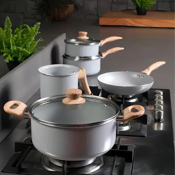 Conjunto De 5 Panelas Brinox Ceramic Life Easy Cinza, Antiaderente Pro-Ceramic, Livre de PFOA