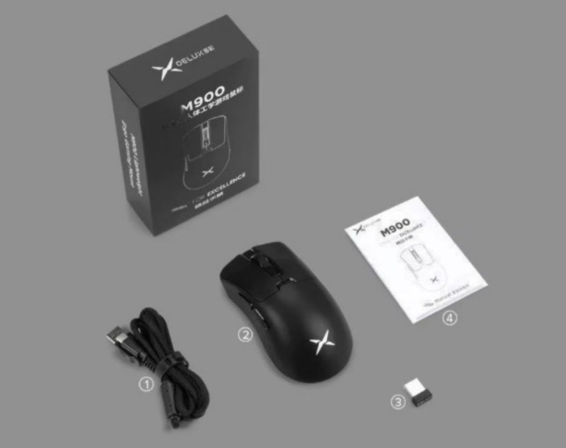 Mouse Sem Fio Delux M900 Se PAW3311 1000Hz +-63g 2.4Ghz/Com Fio 400mAh