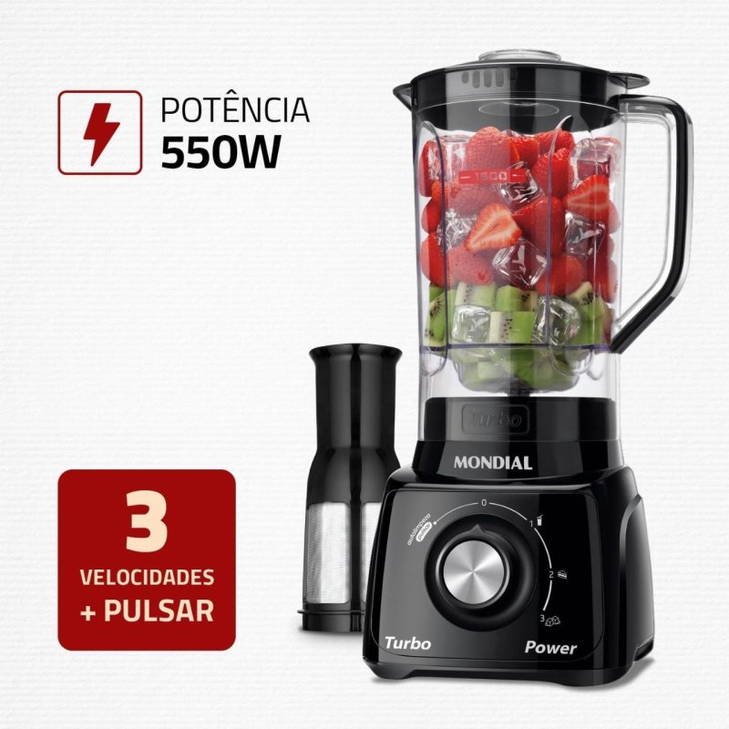 MONDIAL Liquidificador Turbo Power, Preto, 550W, 110V - L-99 FB