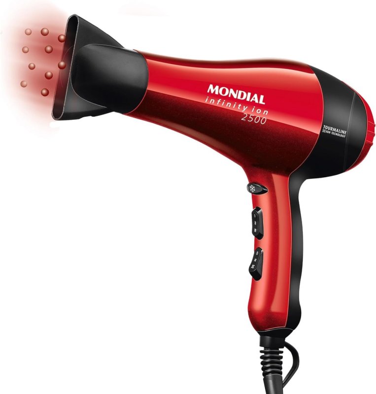 Mondial Infinity Íon 2500 - 1900W - Secador Preto/Vermelho