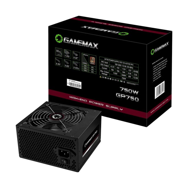 Fonte De Alimentacao 750w Gp750 80 Plus Bronze Gamemax Cor Preto