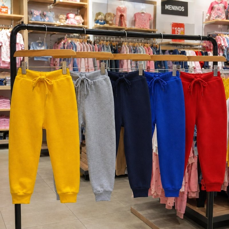 Kit 5 Calça Moletom Infantil Grosso Peluciado Creche Frio