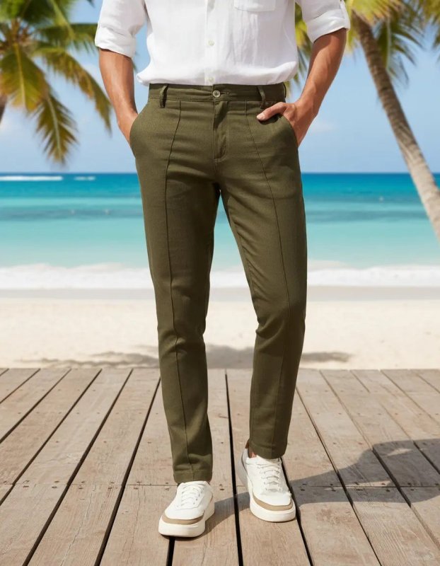 Calça Social Linho Masculina Casamento Férias Na Praia