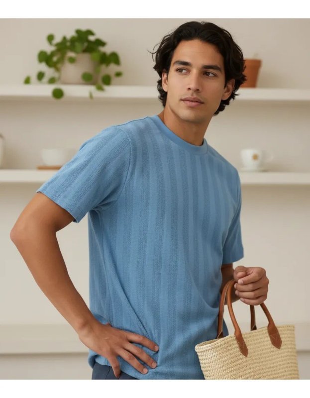 Camiseta Masculina Texturizada Manga Curta Resort Opus