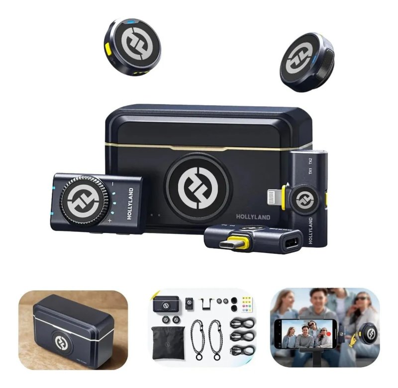 Hollyland Lark M2 Combo USB-C - Microfone Lapela Duplo - Preto