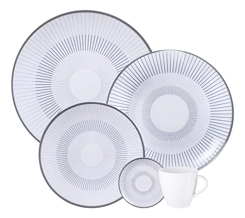 Tramontina Griz Porcelana Decorada 20 Peças - Aparelho de Jantar