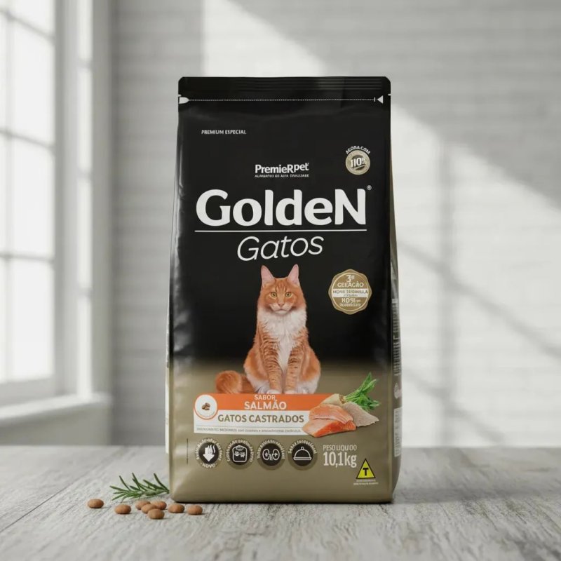 Golden Gatos Adultos Castrados Salmão 10kg