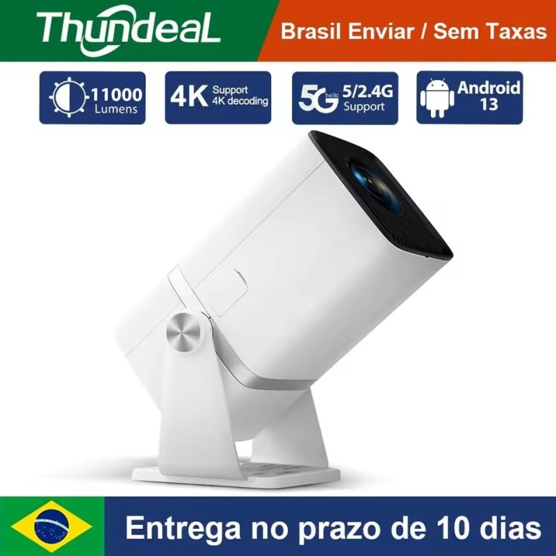 Projetor ThundeaL TD80W, 1080p Nativo, Android 13, 450 ANSI Lumens, Wifi 6