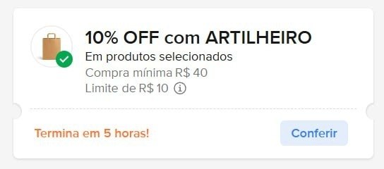 CUPOM: ARTILHEIRO - 10% OFF em compras acima de R$40