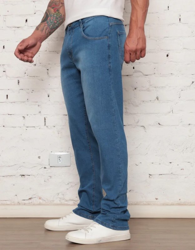 Calça Jeans Masculina Tradicional Corte Reto