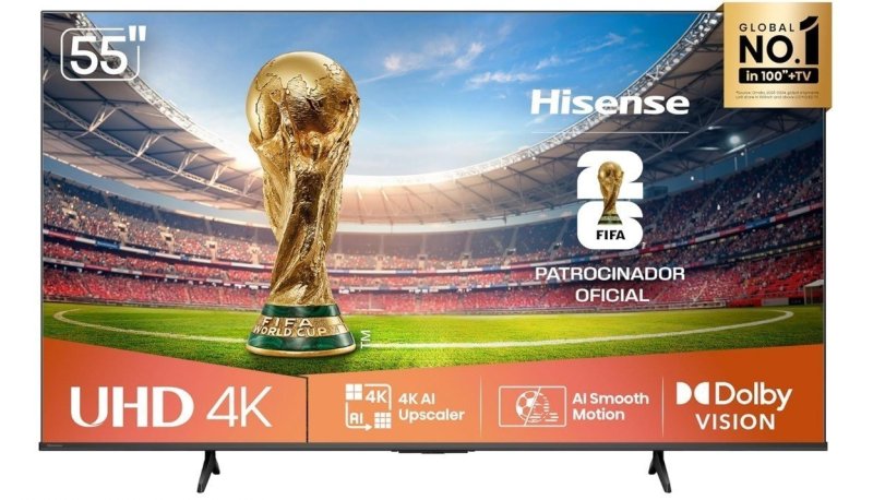Hisense Smart TV 4K 55" Polegadas 55A6NV com Dolby Vision, HDR10, HLG, Dolby Gaming, Film Maker, DTS Virtual X, Compatibilidade Alexa e Google Home