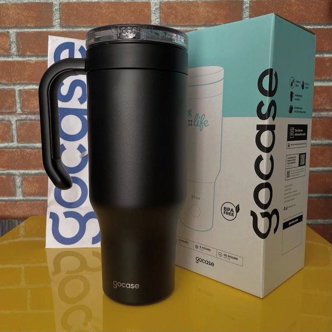 Copo Térmico Gocase 880ml Aço Inox Com Canudo E Tampa