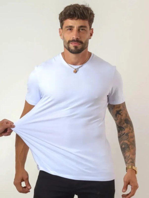Kit 2 Camiseta Masculina Malha Peruana Premium