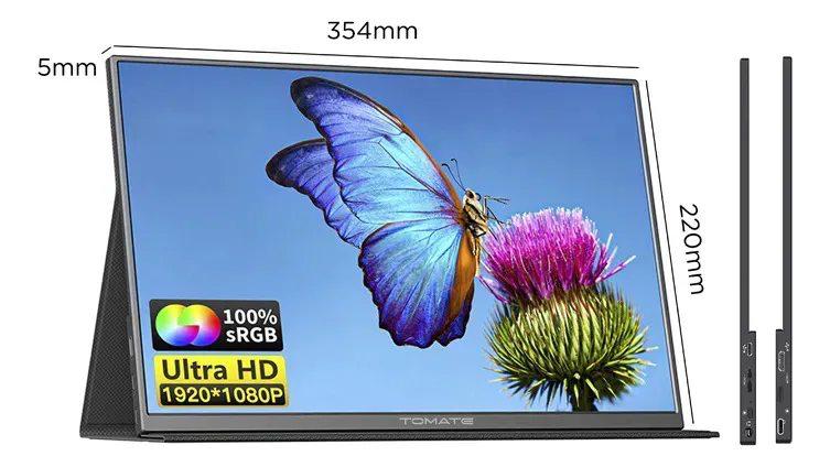 Monitor Portátil Tomate MTM-1506 15,6 polegadas Full HD IPS Ultra Slim USB-C/HDMI