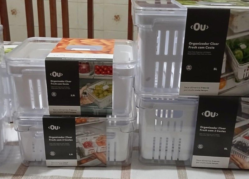 Organizador de Geladeira com Escorredor Interno, 2,2 L