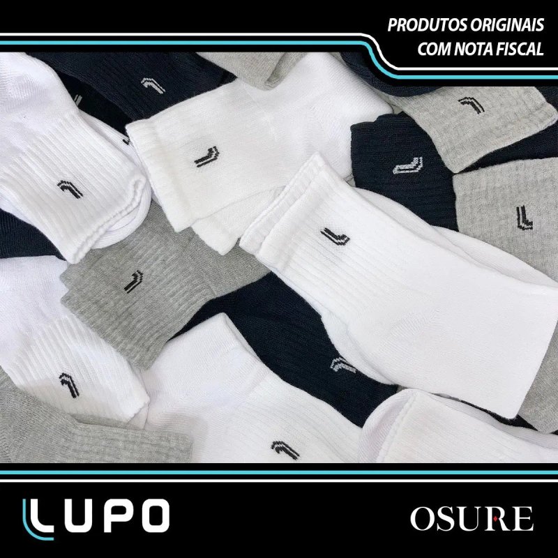 Kit 10 Pares Meias Lupo Cano Alto Masculino Adulto Original