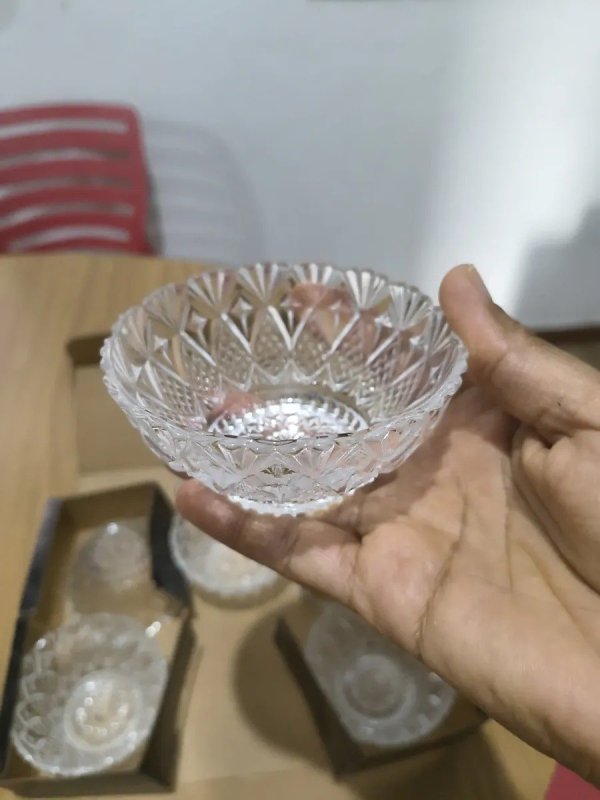 Jogo De Sobremesa Tigela Bowl 6 Peças Em Vidro Desenhado + Frete Grátis