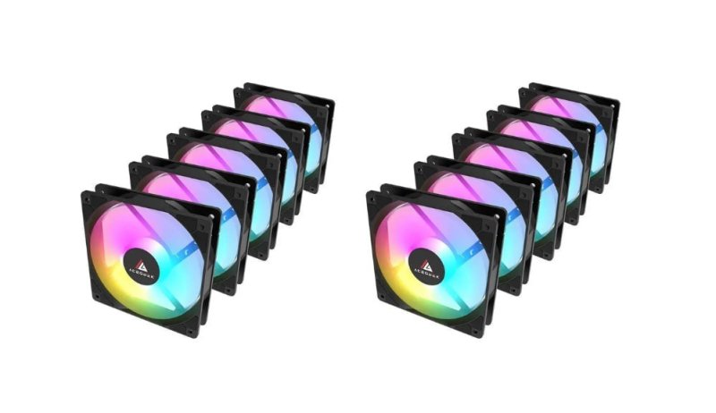 2x Kit Ventoinhas Acegeek Rw12 5x1, Rainbow, 5x120mm, Preto