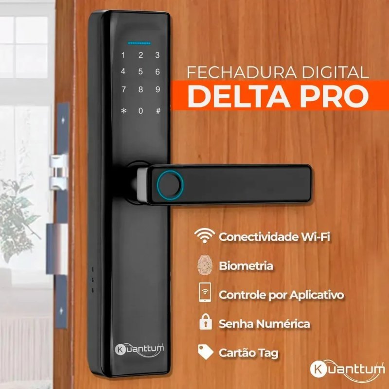 Kuanttum Delta Pro Wi-Fi - Biometria e Senha - Porta Madeira