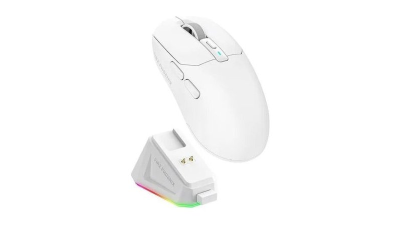 Mouse Gamer Sem Fio Fire Phoenix 24000dpi Paw3311 Branco