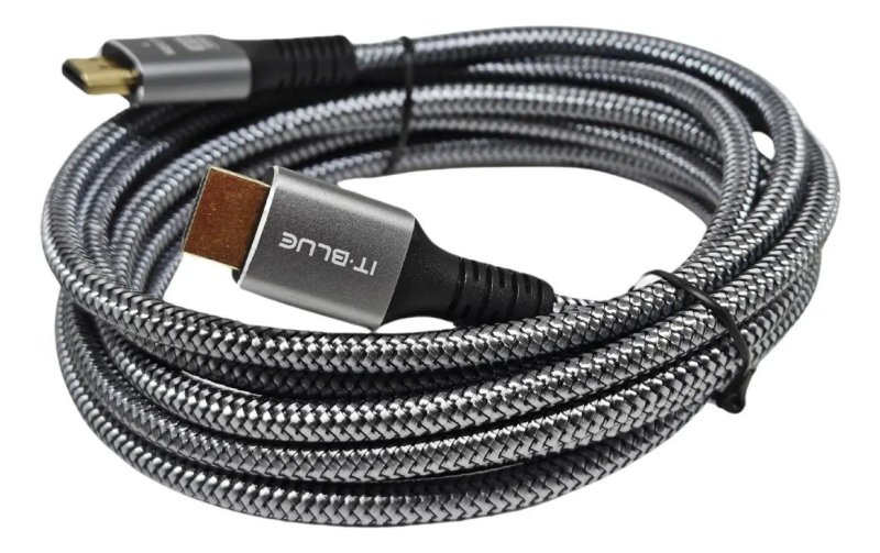Cabo HDMI 8K 3 metros It-Blue LE-6632 Cinza Banhado a Ouro Conectores Jack