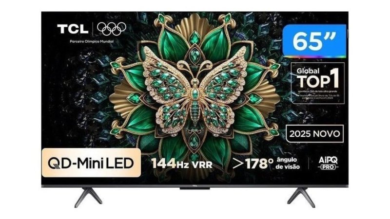 Smart Tv 65" Tcl 4K UHD MiniLED 65C6K 120Hz Google TV AiPQ Google Assistente 4 HDMI 2 USB
