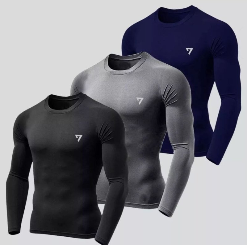 Kit 3 Camisetas Térmicas Segunda Pele Camisa Uv50