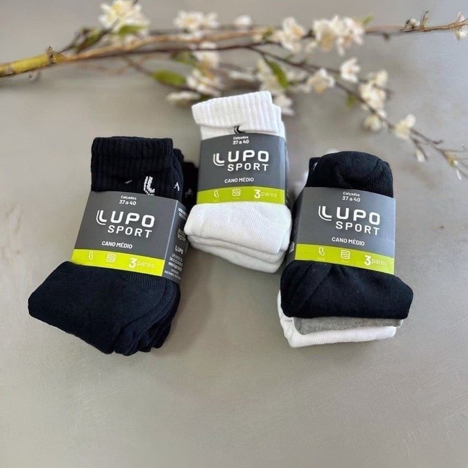 Kit com 10 Pares De Meias Lupo Cano Médio Algodão + Frete Grátis