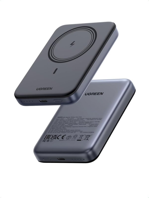 UGREEN Power Bank de 10000mAh por Indução, PD 20W Compatível com iPhone E Android