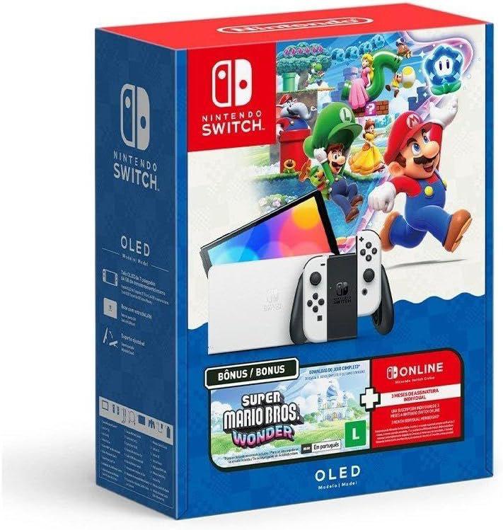 Nintendo Switch OLED + Super Mario Bros. Wonder + 3 Meses Online