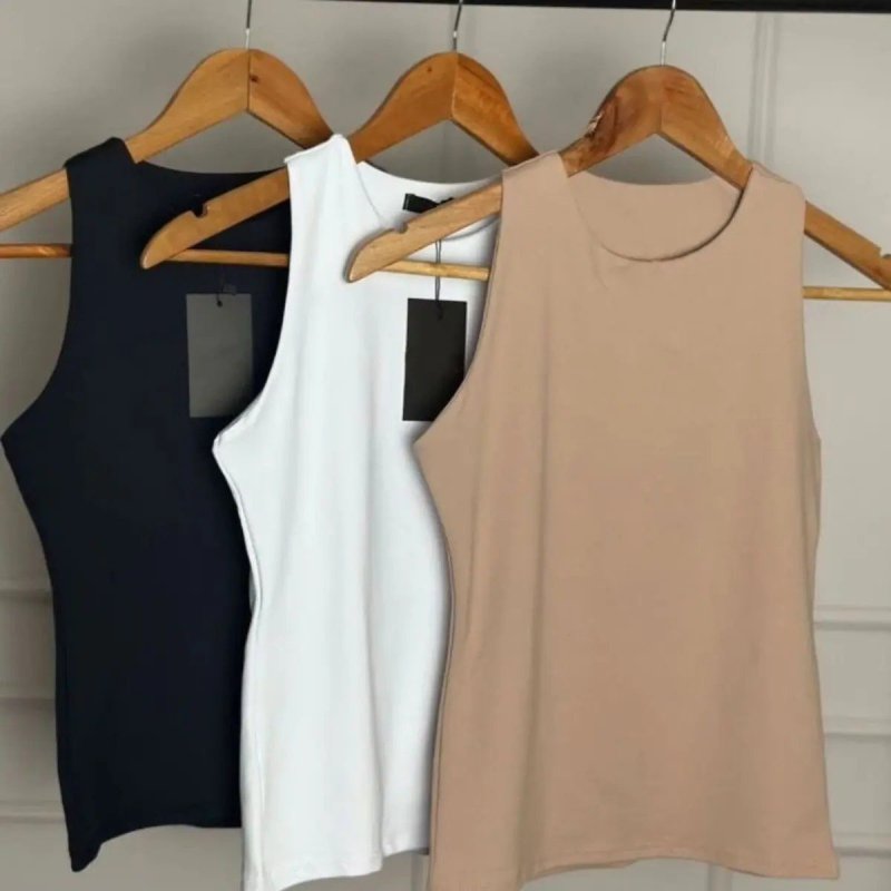 Kit 3 Blusa Regata Feminina Forro Básica Tendencia Gringa
