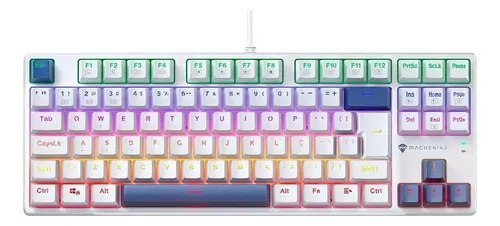 Teclado Gamer Machenike K500b-b87 Switch Red, Branco E Azul