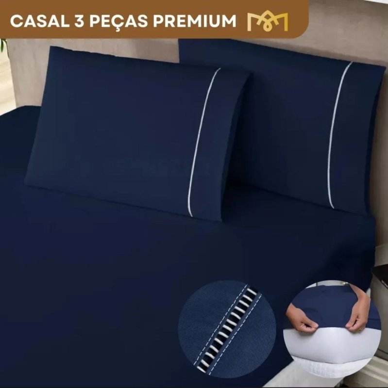 Jogo De Lençol Casal Padrão 3 Pçs 400 Fios C/ Elástico