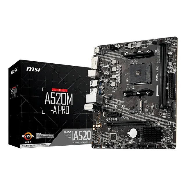 Placa-mãe Msi A520m-a Pro Am4 Matx Ddr4 Hdmi Dvi M.2 Preto