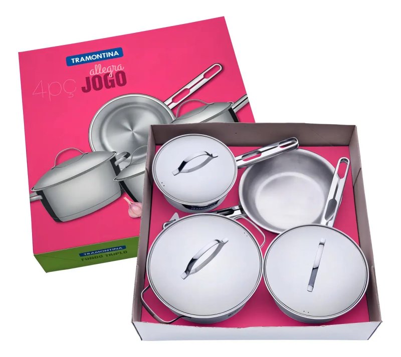 Jogo com 4 Panelas Inox Fundo Triplo Allegra Tramontina