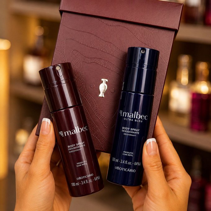 Kit com 2 Body Spray Desodorante Boticário Malbec 2x100ml + Frete Grátis