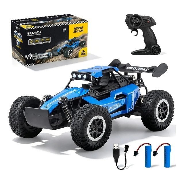 Carrinho Controle Remoto Recarregável Grande Off Road Cross Azul - brastoy Rc