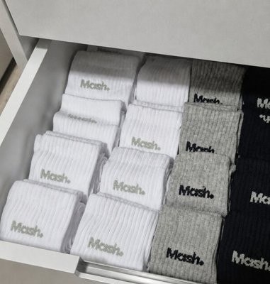 Kit 12 Meias Mash Esportiva Cano Médio Algodão Preto / Branco / Cinza Liso 39-44