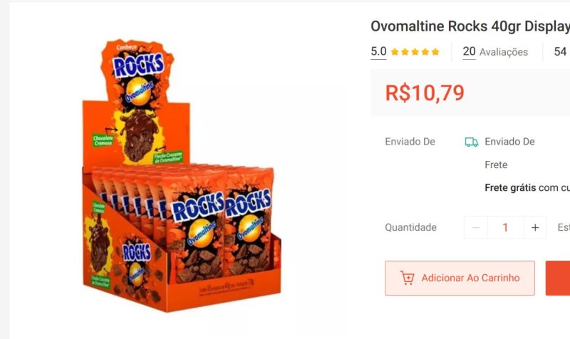 Ovomaltine Rocks 40gr Display c/18 un