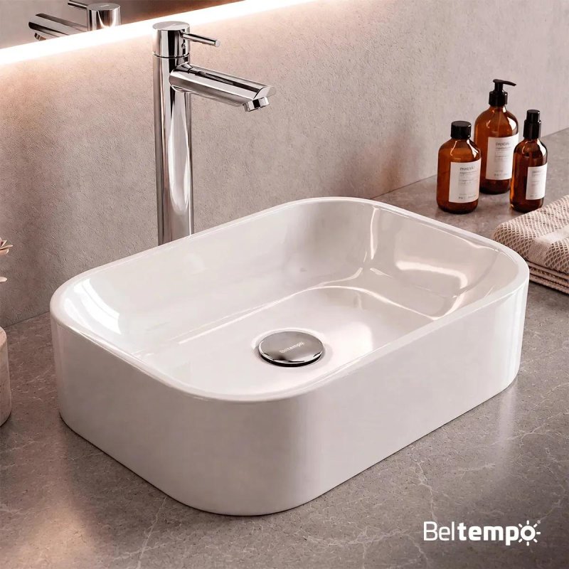 Cuba Pia De Apoio Sobrepor Retangular 37x27 Branca Para Banheiro Lavabo Beltempo