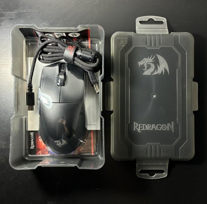 Mouse Gamer Redragon K1ng 1K Preto PAW3327 Cabo USB Tipo-C Removível