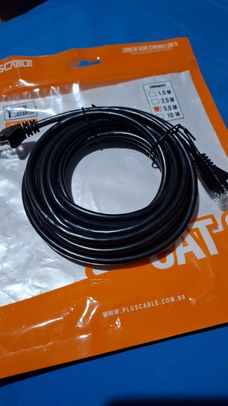 Cabo de Rede Pluscable Cat.6 5M Preto Patch Cord