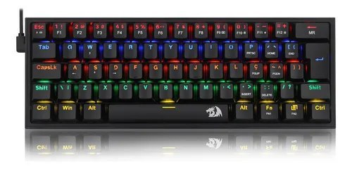 Teclado Redragon Gamer Fizz Rainbow Switch Brown Mecanico Cor De Teclado Preto Idioma Português Brasil