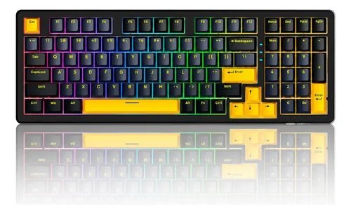 Teclado Mecânico Gamer Tri Mode Rgb Fire Phoenix F99 Pro Preto Inglês Us