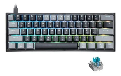 Teclado Mecânico Gamer 60% Com Hotswap Rgb E Usb-c Para Jogos E Trabalho Layout Us Preto E Cinza Inglês Us